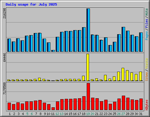Daily usage for July 2025