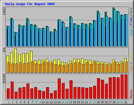 Daily usage for August 2026